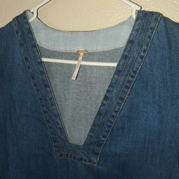 Free People Denim Tunic/ Dress long sleeve side pockets Sz S NWT - Picture 10 of 12